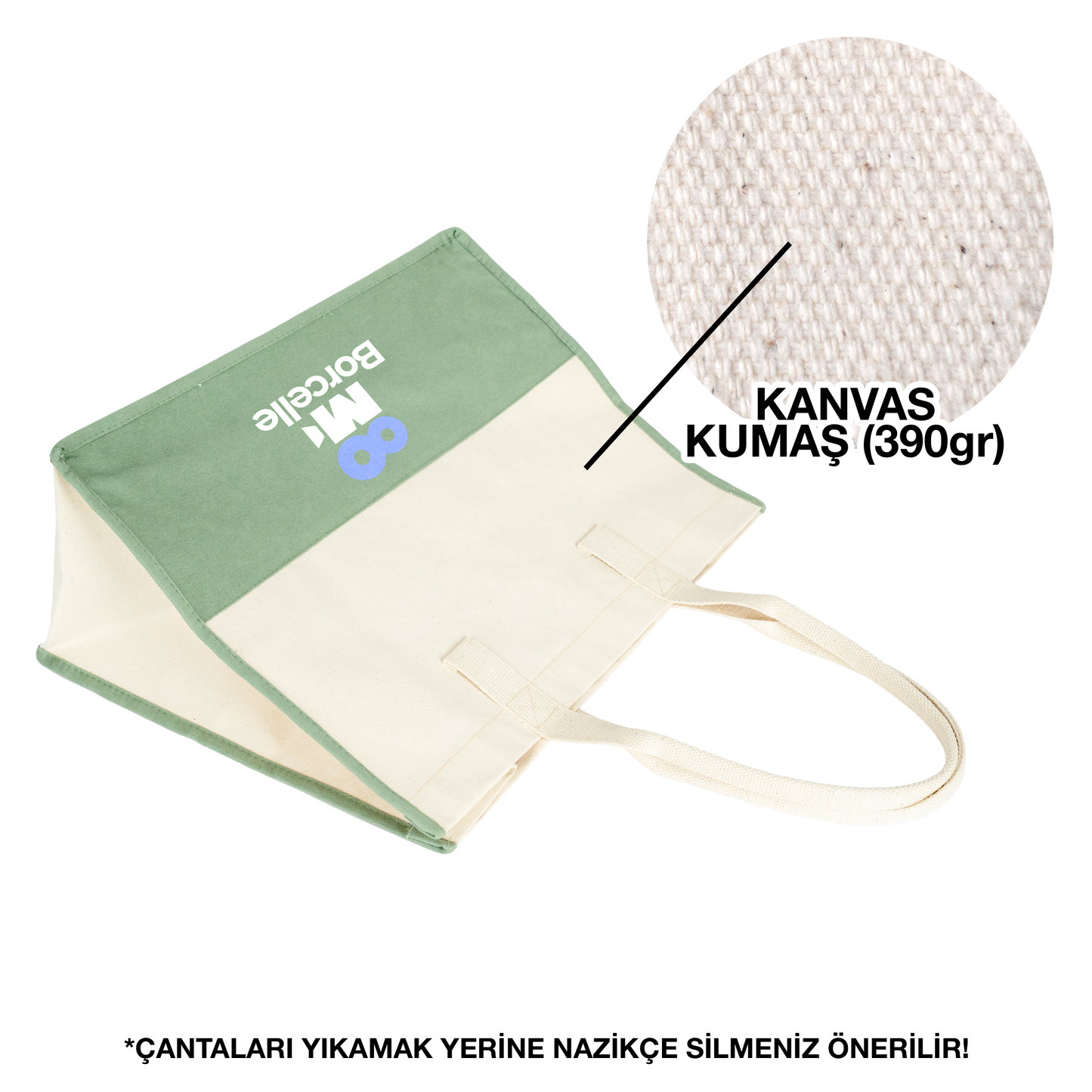 Elite Kanvas Plaj ve Alışveriş Çantası – Büyük Boy, 390gr, 45x35x19 cm, Kalın Bez Çanta, Mint Yeşili (Özelleştirilebilir)