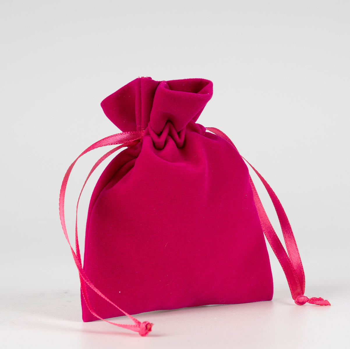 Kadife Gül Kese 10x13 cm - Fuşya