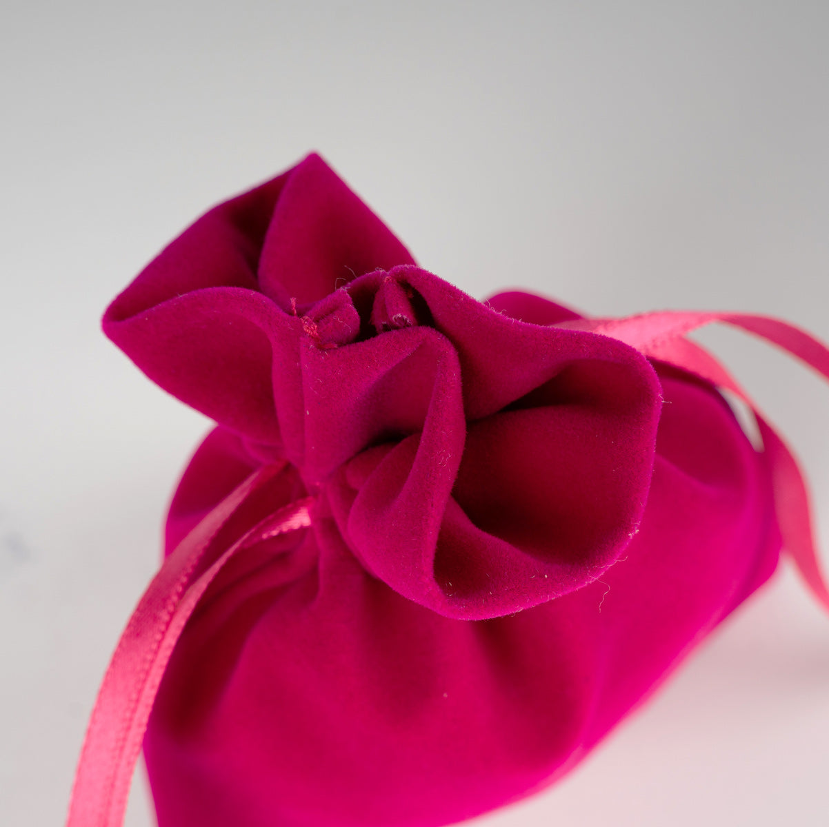 Kadife Gül Kese 10x13 cm - Fuşya (Özelleştirilebilir)