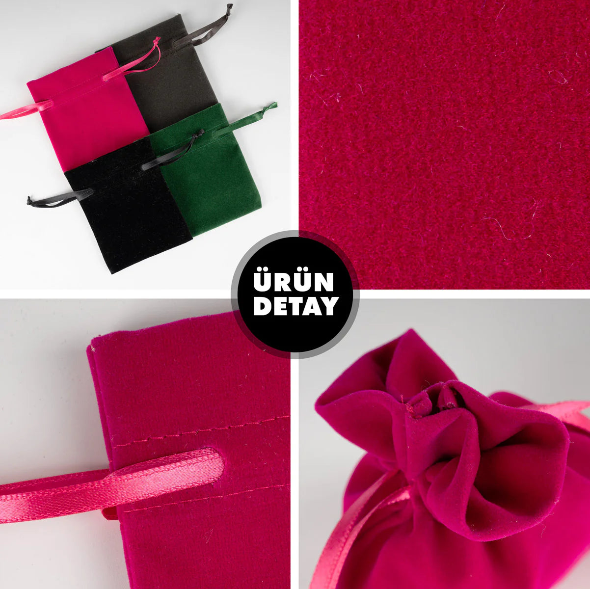 10x13 cm Fuşya Kadife Gül Kese - Bayram Harçlık Kesesi - görsel 6
