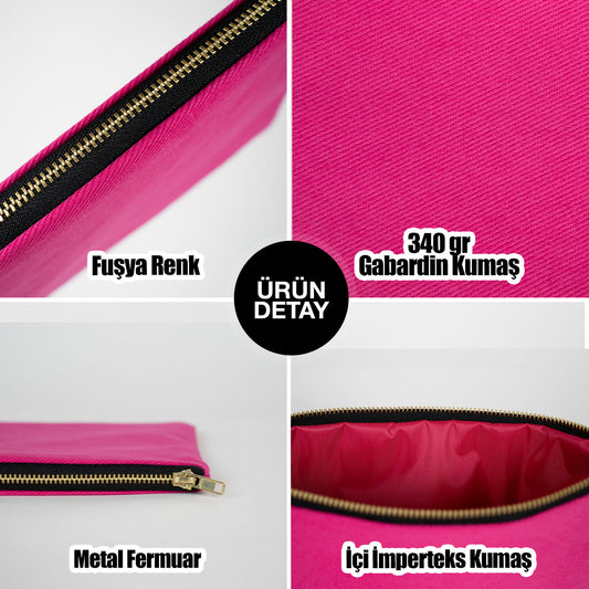 Clutch Kanvas Çanta (25x18) Fuşya (özelleştirilebilir)