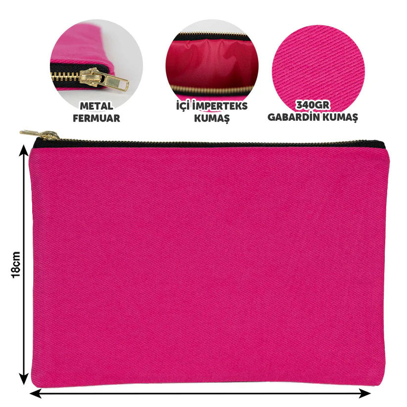 Prime Clutch - Metal Fermuar Çanta (25x18) Fuşya