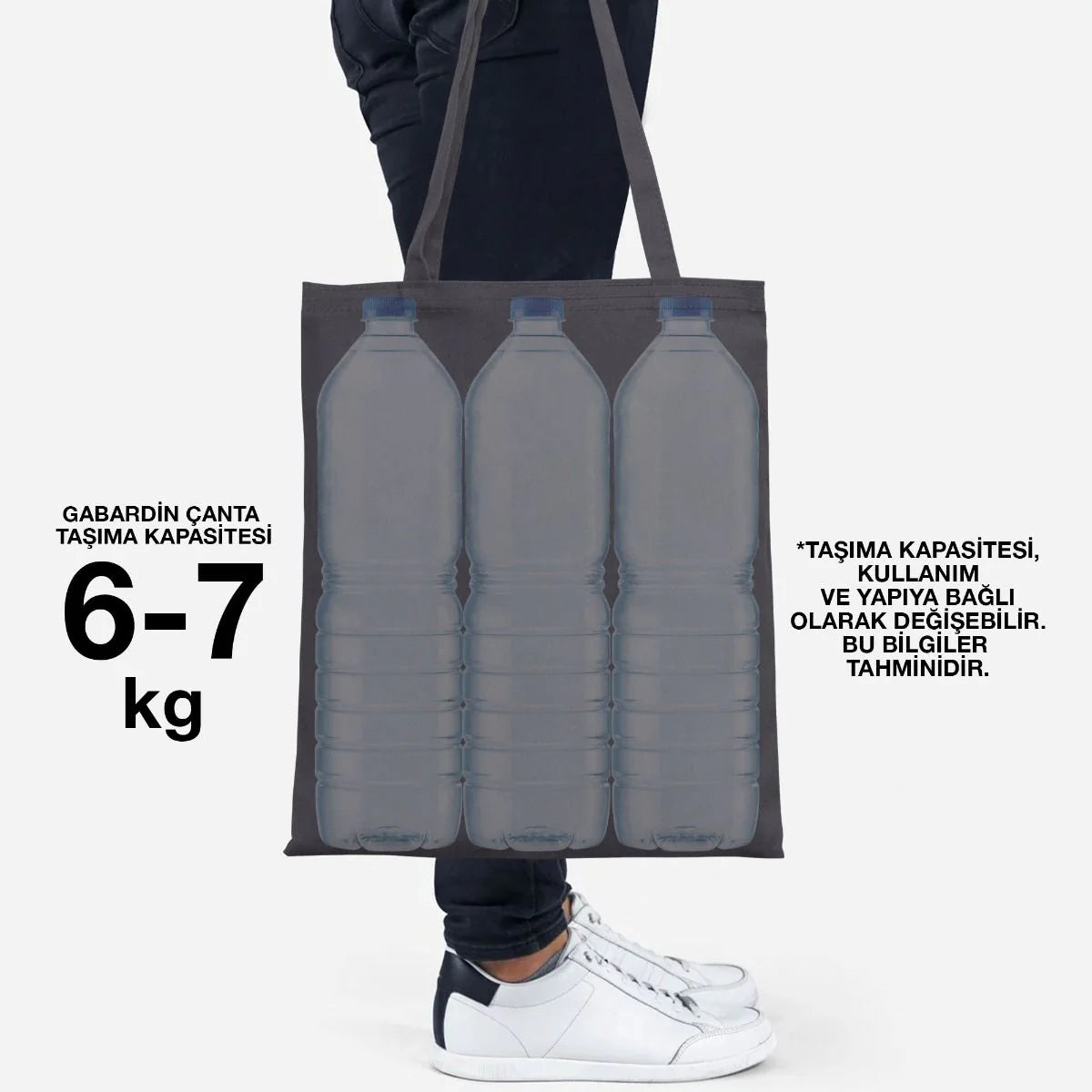 35x40 cm Antrasit Gabardin Bez Çanta - Kadınlar Günü - görsel 8