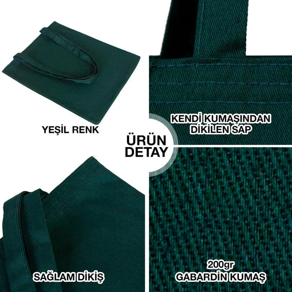 35x40 cm Yeşil Renk Gabardin Bez Model - Bayram Çantası - görsel 6
