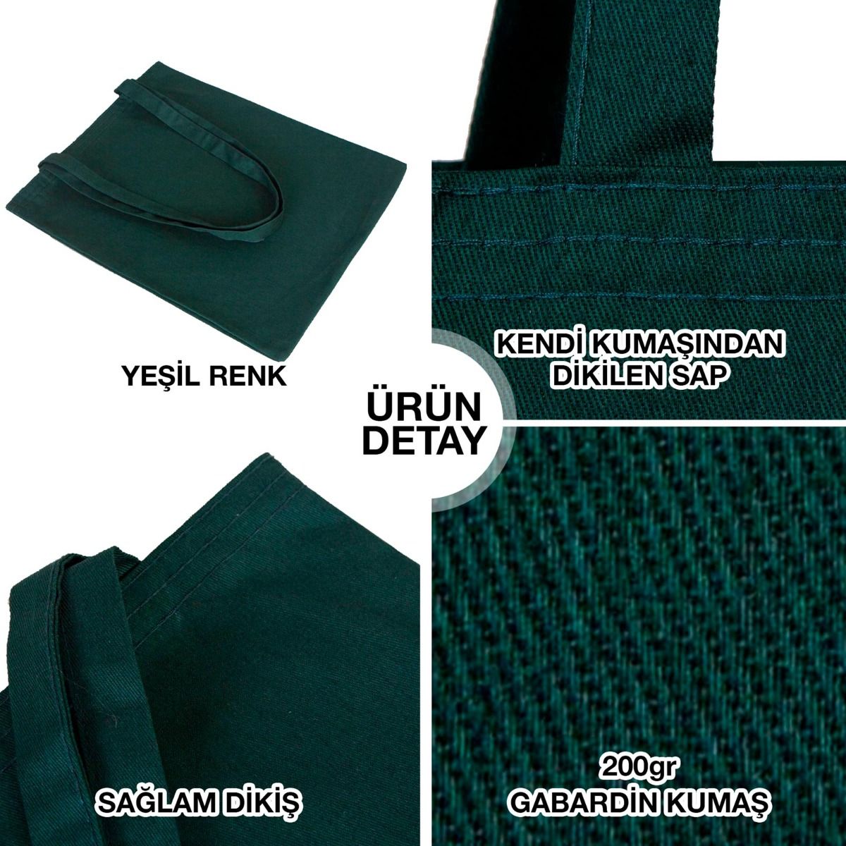 35×40 cm yeşil renkli kumaş tote çanta, ön yüzünde karne ve tatil temalı renkli baskı bulunan model.