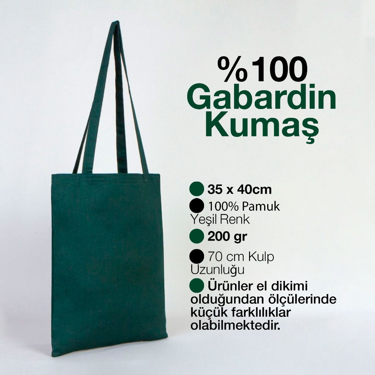 35×40 cm yeşil renkli kumaş tote çanta, ön yüzünde karne ve tatil temalı renkli baskı bulunan model.