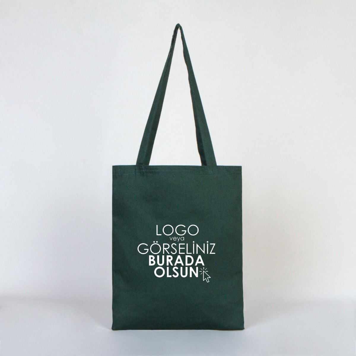 35×40 cm yeşil renkli kumaş tote çanta, ön yüzünde karne ve tatil temalı renkli baskı bulunan model.