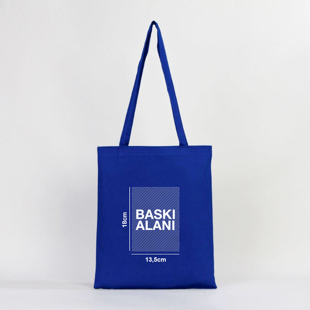 Saks Mavi Gabardin Baskılı Bez Çanta, Baskılı Bez Çanta