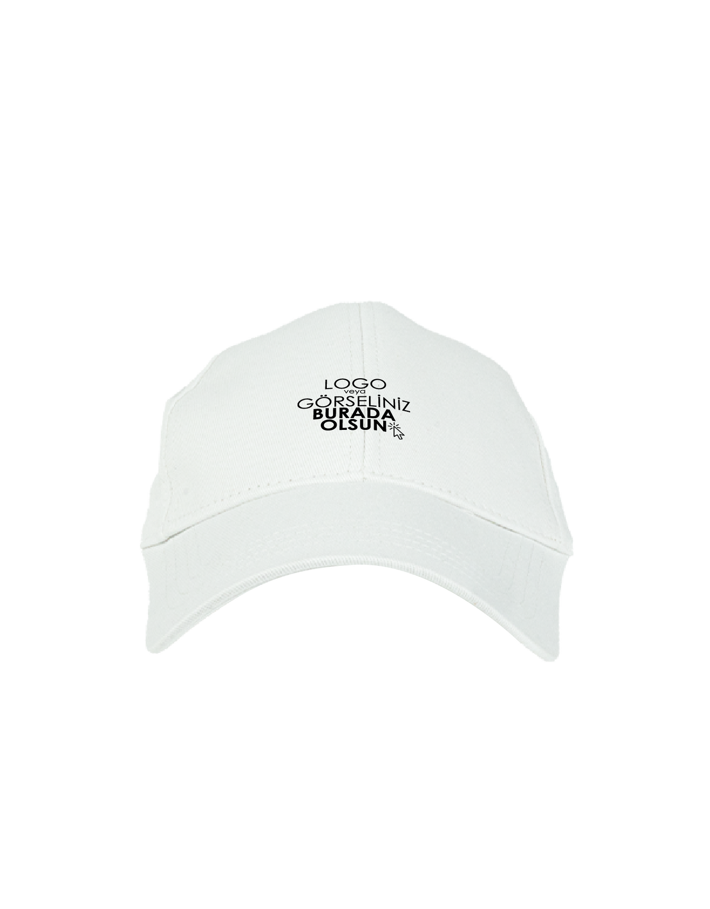 1. Kalite Gabardin Pamuklu Şapka - Beyaz (Özelleştirilebilir)