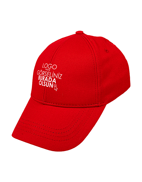 1. Kalite Gabardin Pamuklu Şapka - Kırmızı (Özelleştirilebilir)