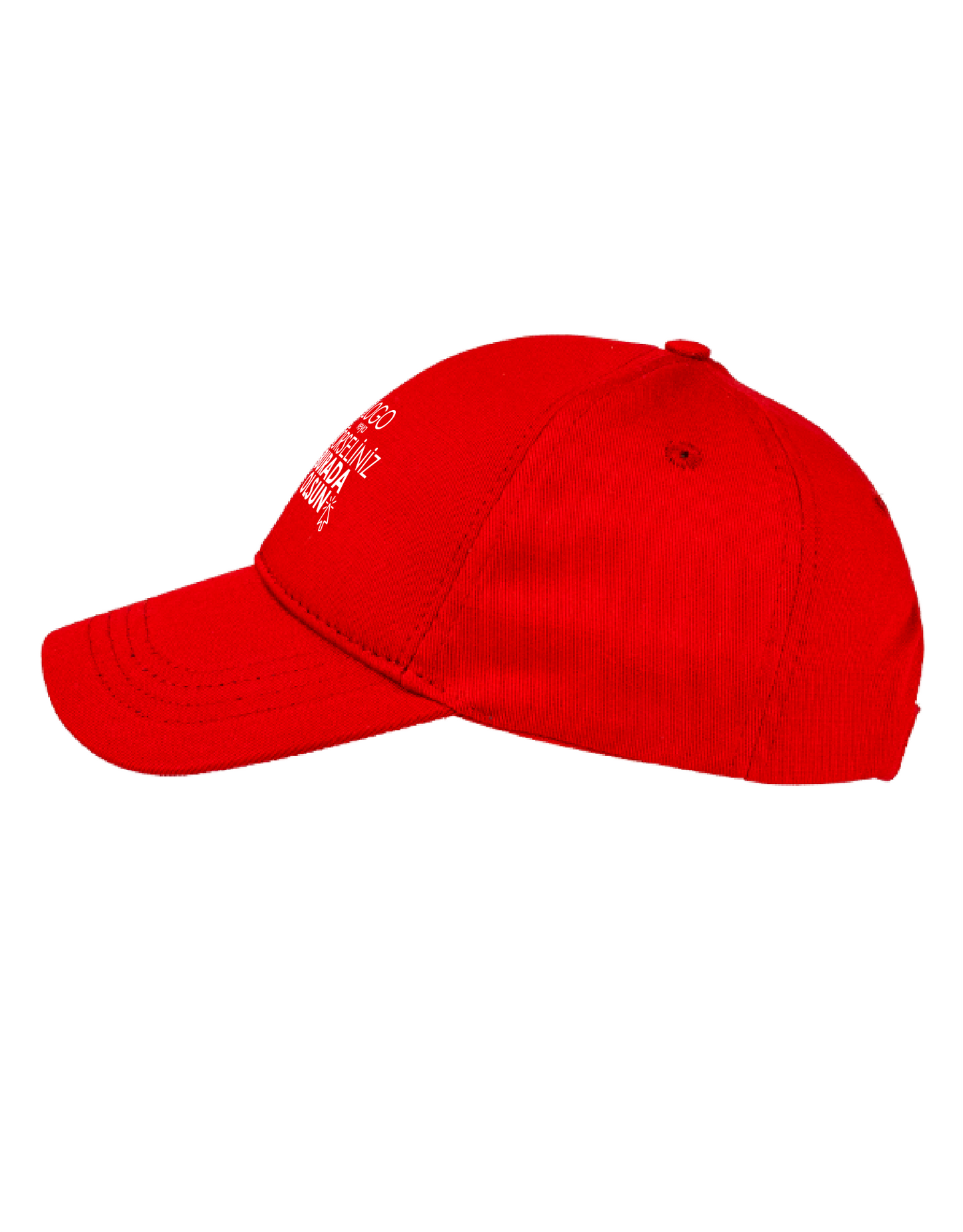 1. Kalite Gabardin Pamuklu Şapka - Kırmızı (Özelleştirilebilir)