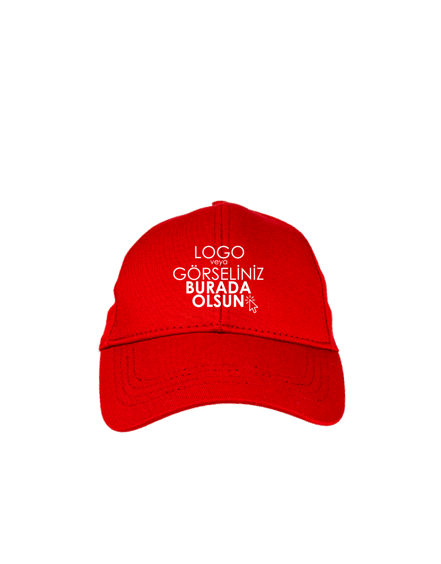 1. Kalite Gabardin Pamuklu Şapka - Kırmızı (Özelleştirilebilir)