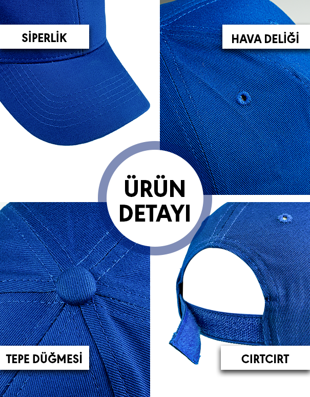 1. Kalite Gabardin Pamuklu Şapka - Lacivert (Özelleştirilebilir)