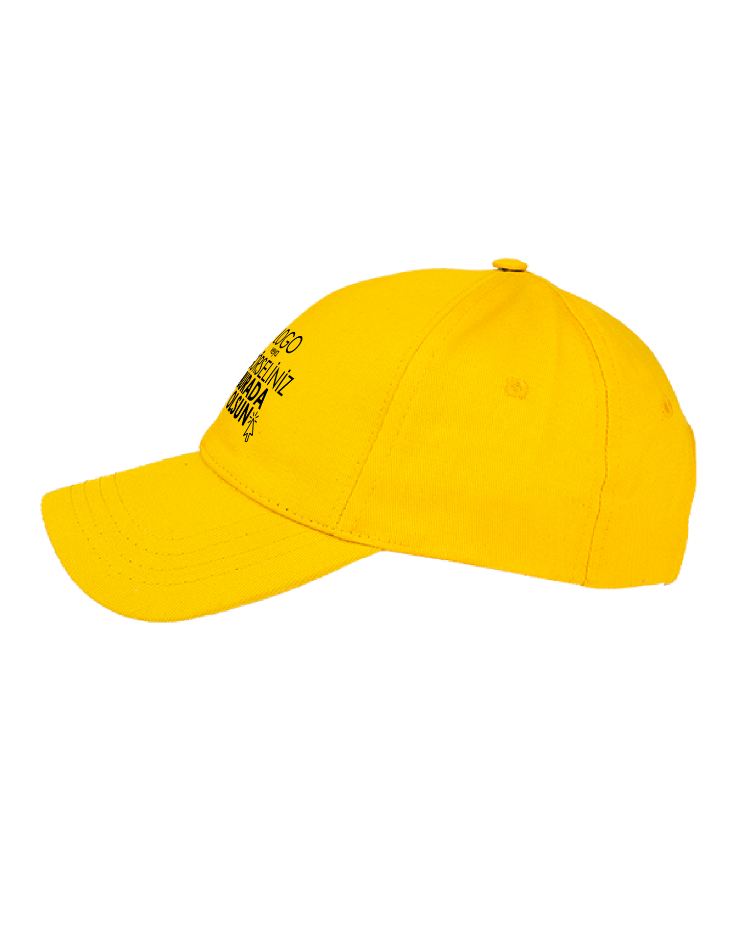1. Kalite Gabardin Pamuklu Şapka - Sarı (Özelleştirilebilir)