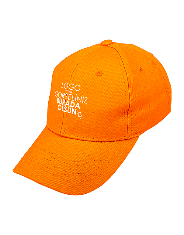 1. Kalite Gabardin Pamuklu Şapka - Turuncu (Özelleştirilebilir)