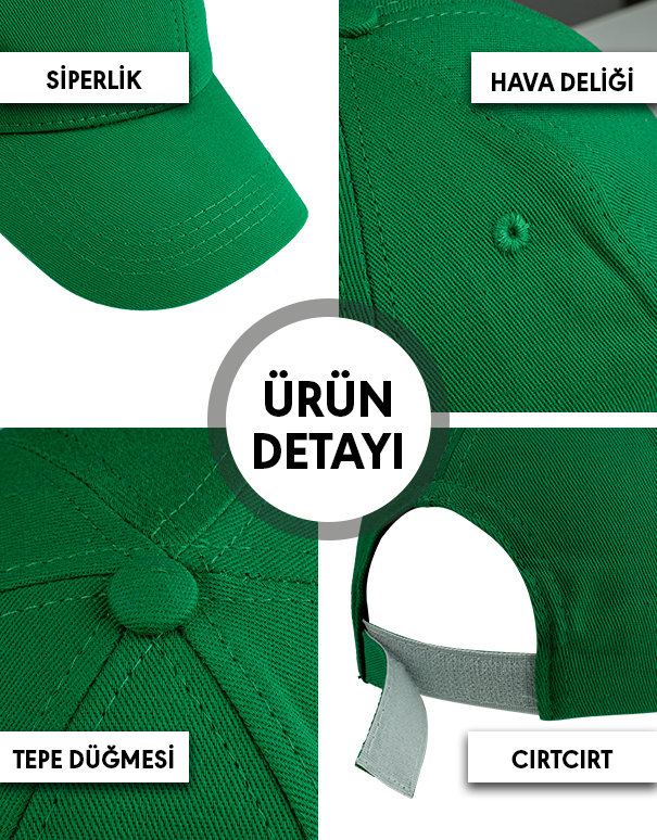 1. Kalite Gabardin Pamuklu Şapka - Yeşil