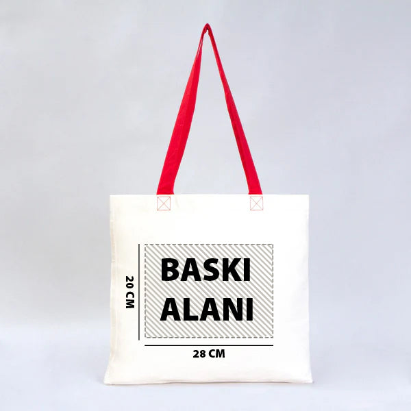 Yılbaşı Temalı Renkli Kulp Gabardin Çanta 40x35cm (Özelleştirilebilir)