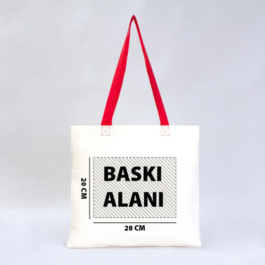 Yılbaşı Temalı Renkli Kulp Gabardin Çanta 40x35cm (Özelleştirilebilir)