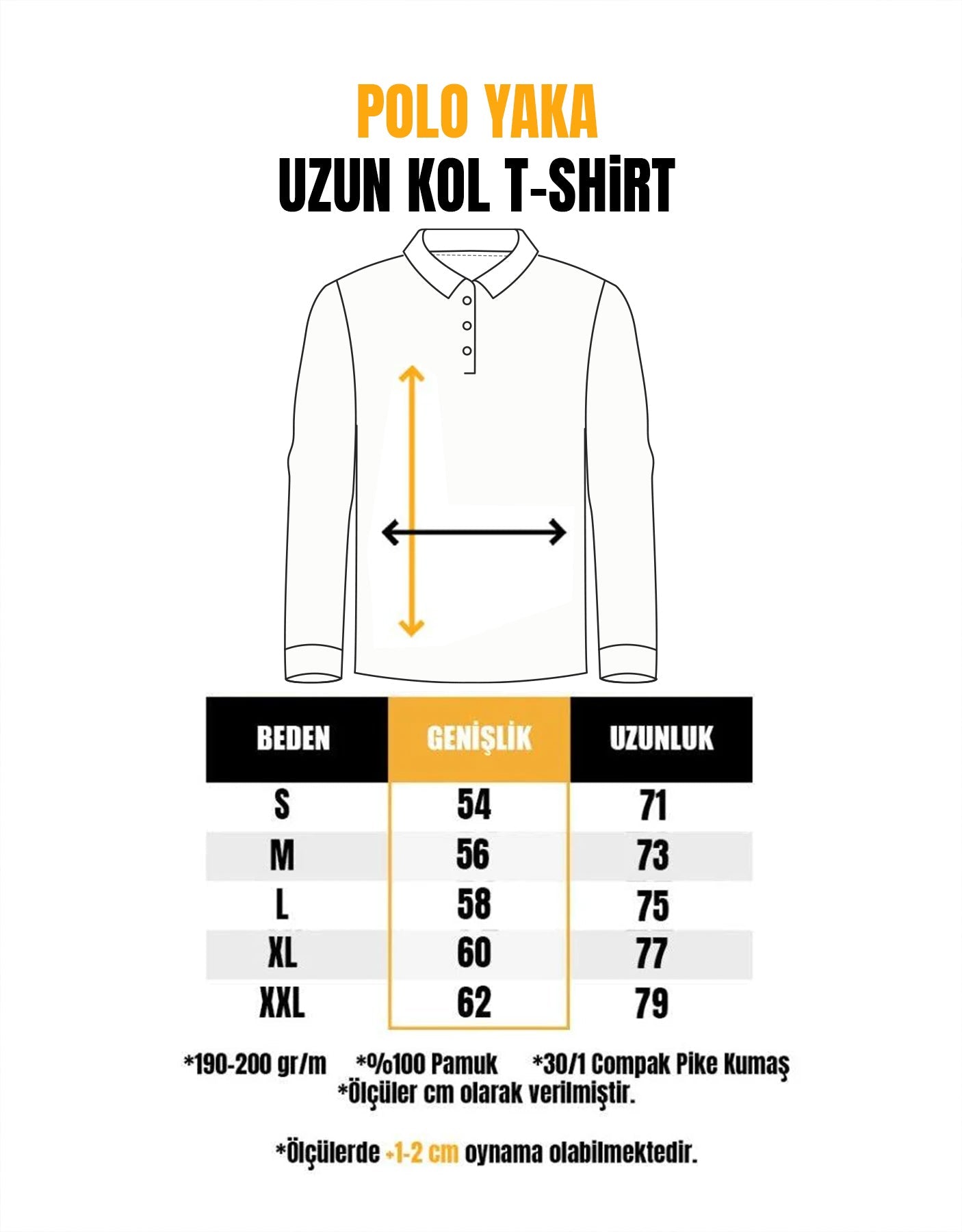 Baskılı Polo Yaka Uzun Kol Beyaz Tişört