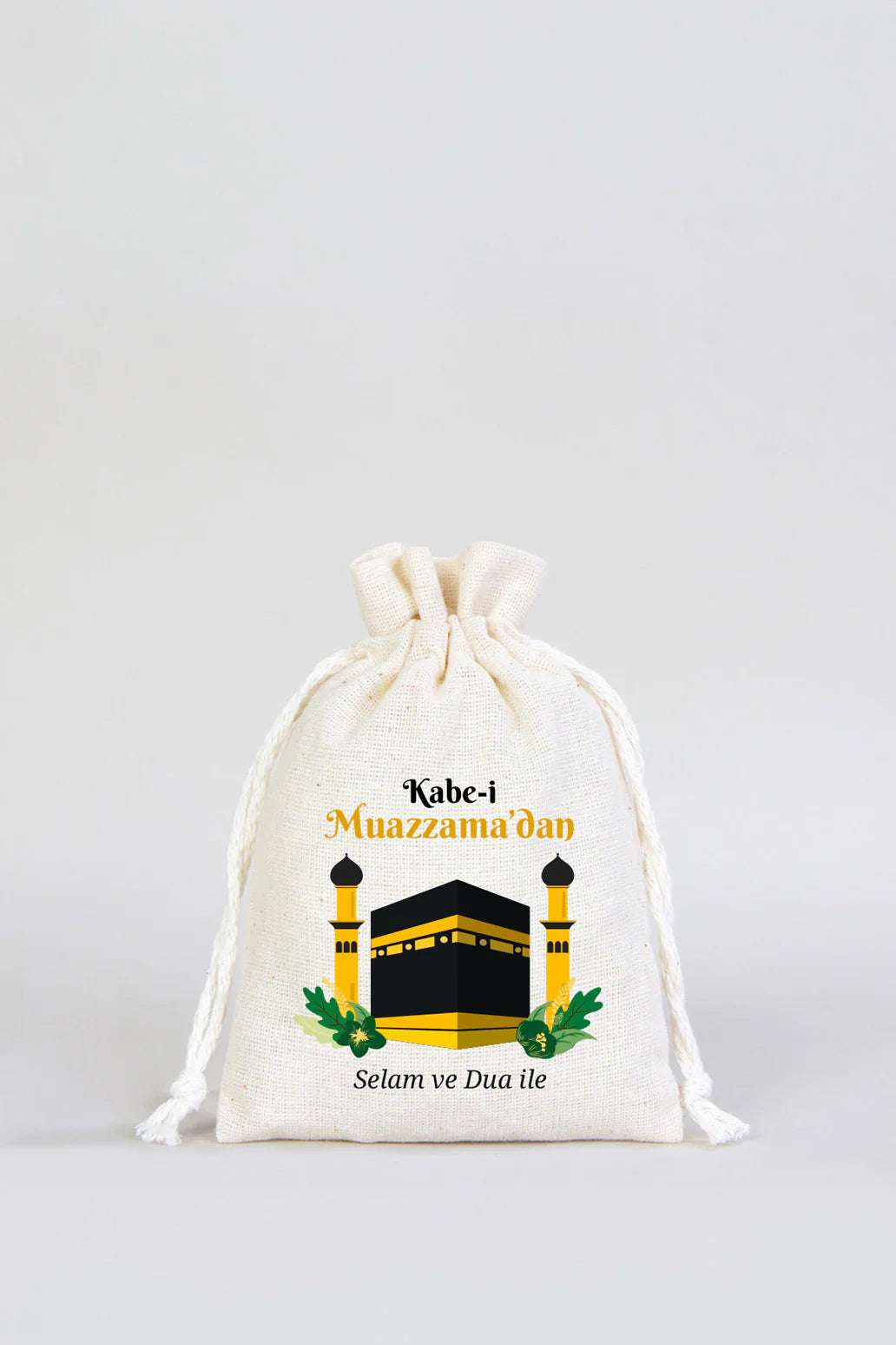 10x14,5 cm Dualarımıza Sizi de Ekledik | Hac ve Umre Hediyelik Bez Kese - detay görünüm