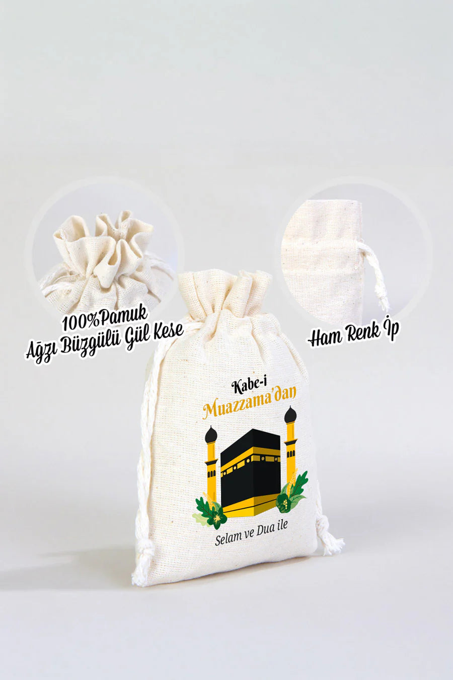 10x14,5 cm Dualarımıza Sizi de Ekledik | Hac ve Umre Hediyelik Bez Kese - kullanım örneği