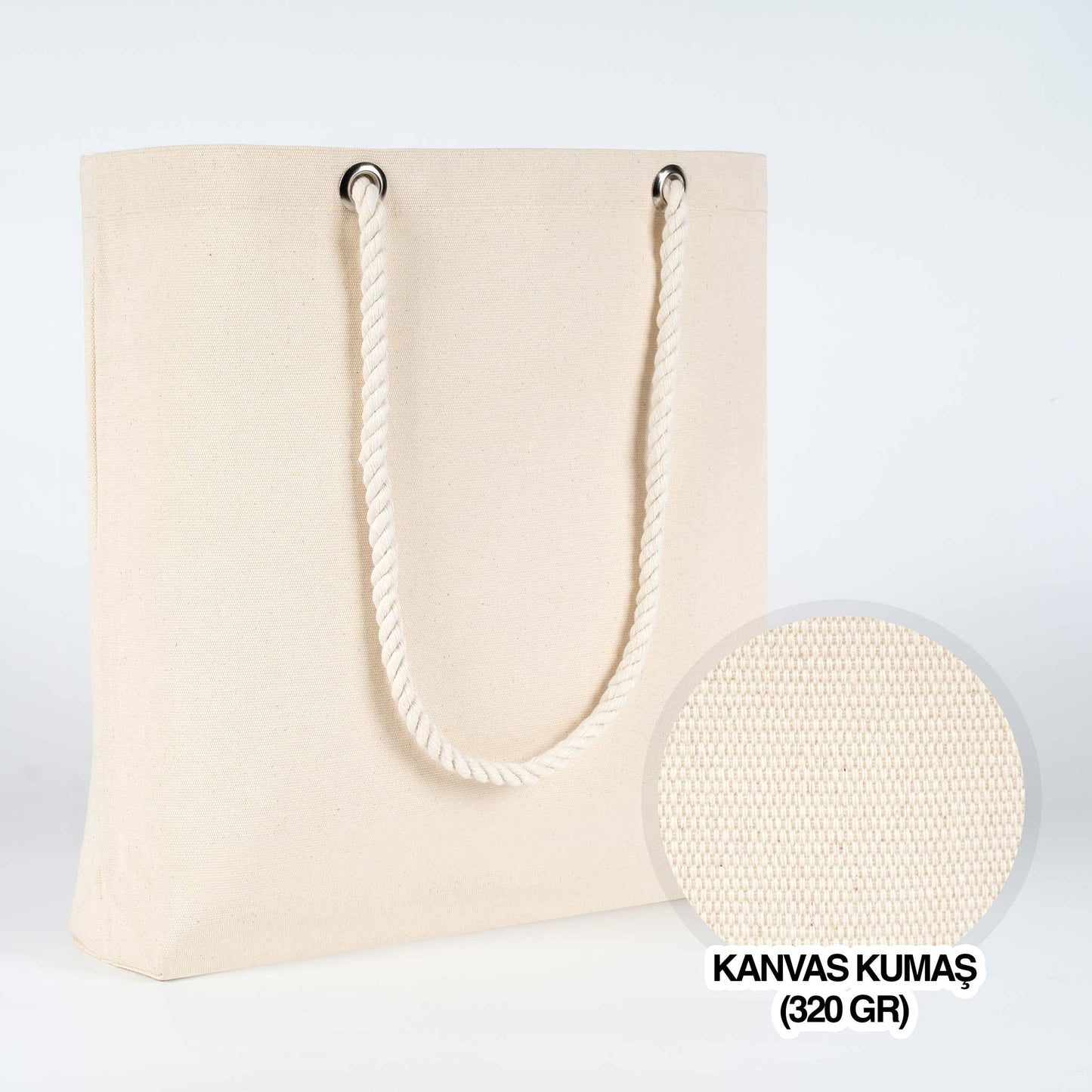 Kanvas Plaj Çantası - Halat Kulplu