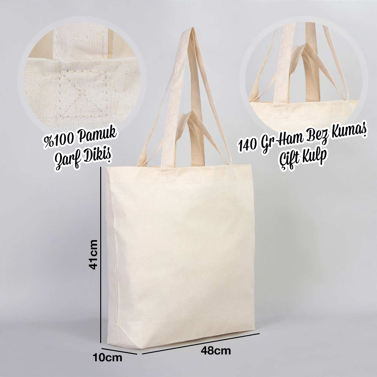 Katlanabilir Alışveriş Çantası (48x41x10 cm), 15x13cm Ham Astarsız Clutch - istecanta.com