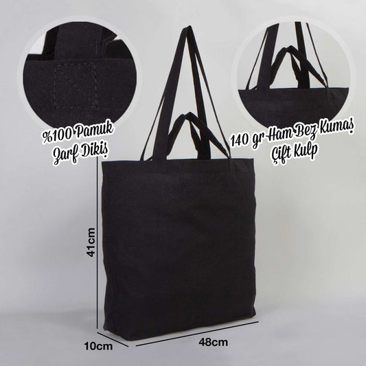 Ham Bez Alışveriş - Market Çantası Siyah 48x41x10 cm - istecanta.com