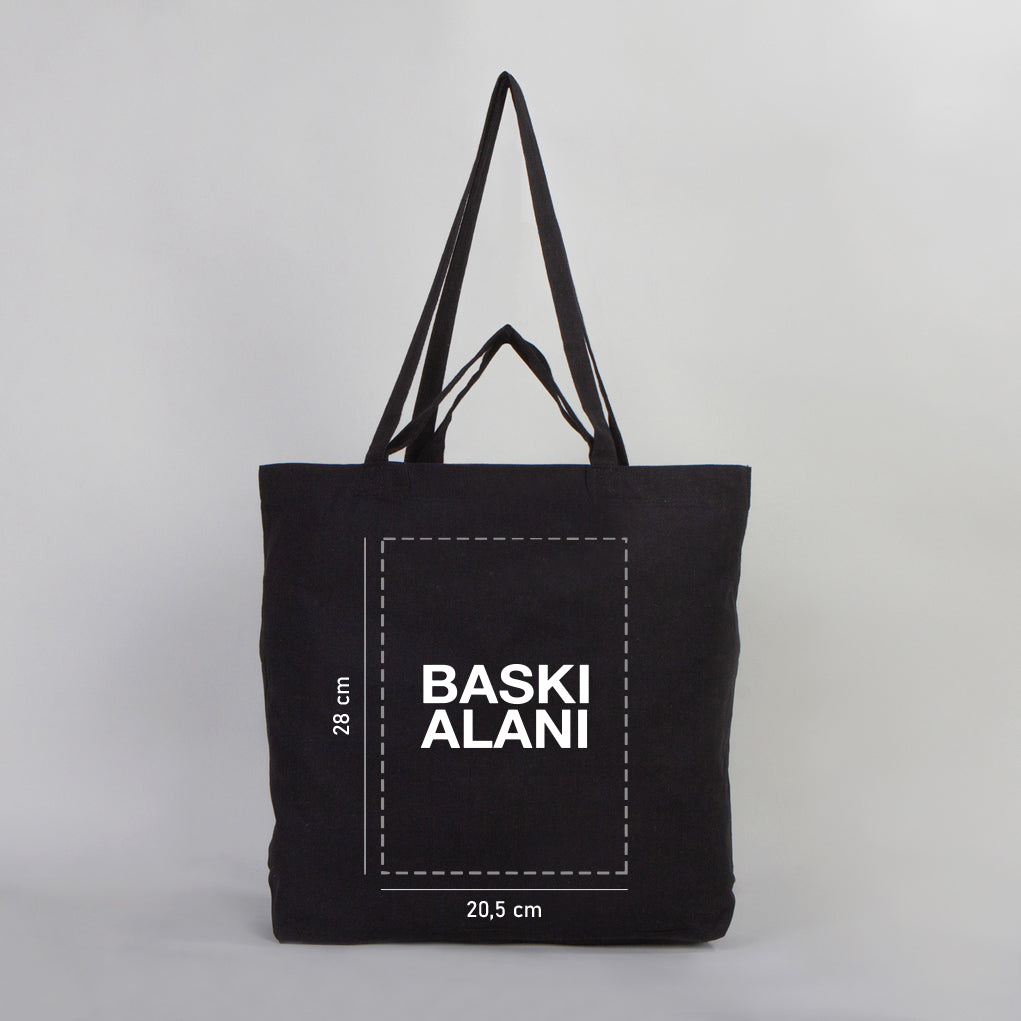 Katlanabilir Alışveriş Çantası  Siyah 48x41x10 cm + Clutch 15x13 cm Astarsız