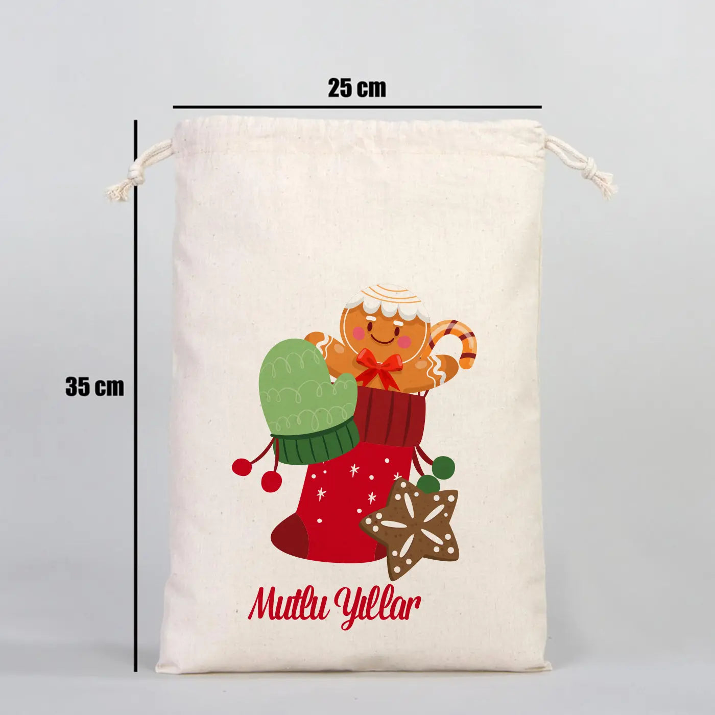 Yılbaşı Özel Desenli Bez Kese 25 x 35 cm (Özelleştirebilir)