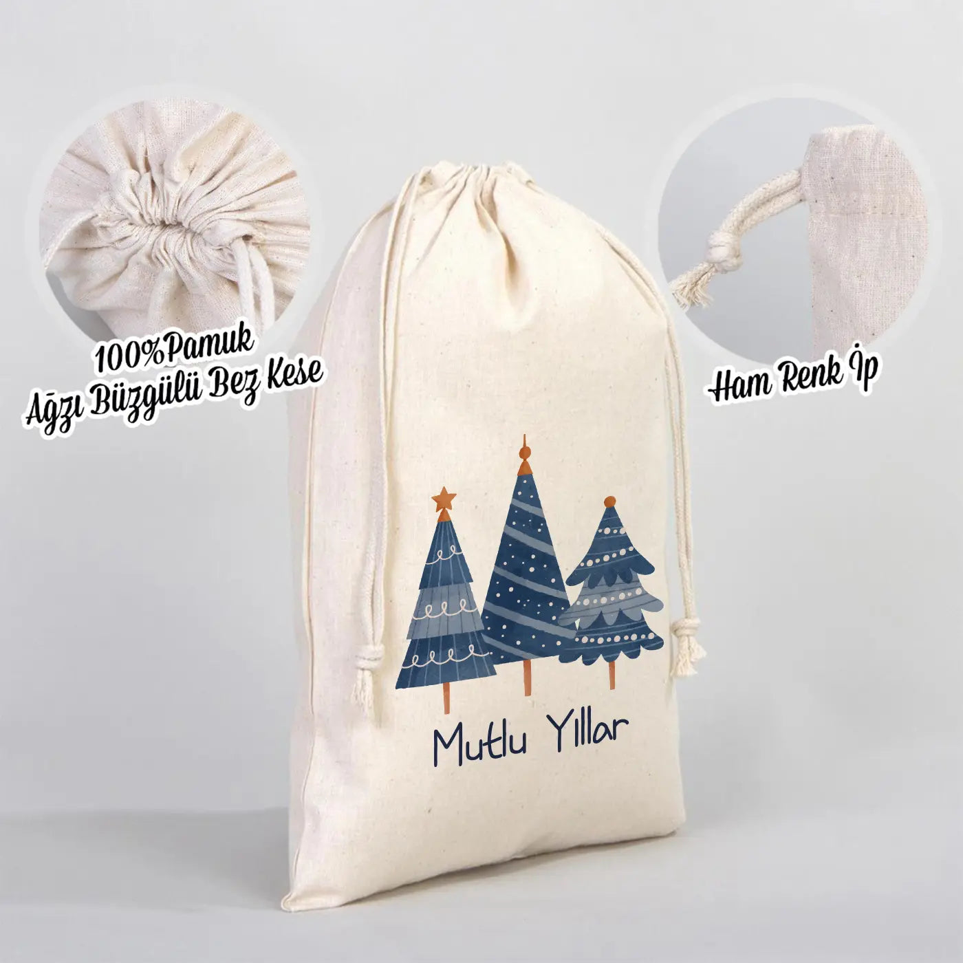 Yılbaşı Özel Desenli Bez Kese 25 x 35 cm (Özelleştirebilir)