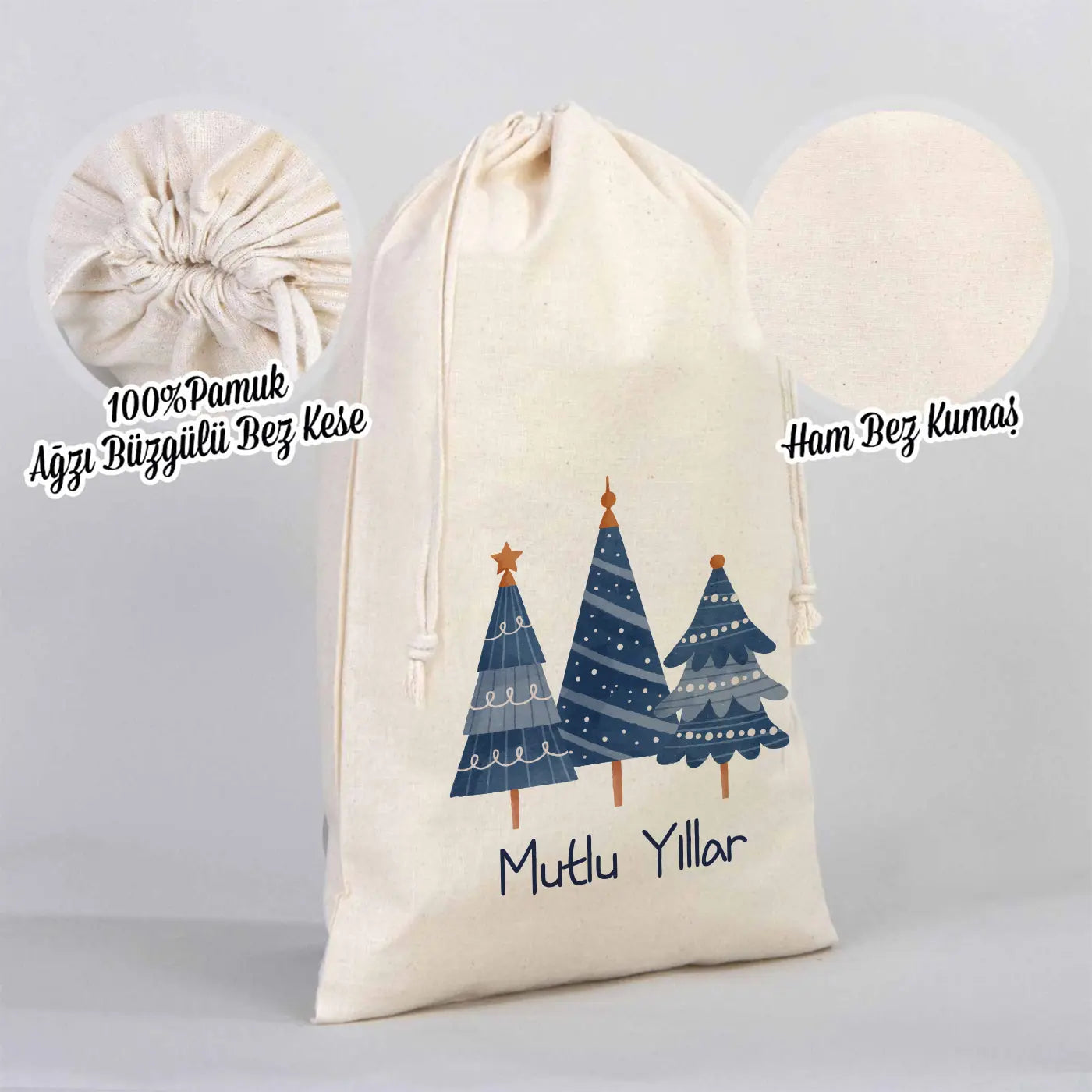 Yılbaşı Özel Desenli Bez Kese 30 x 40 cm (Özelleştirebilir)