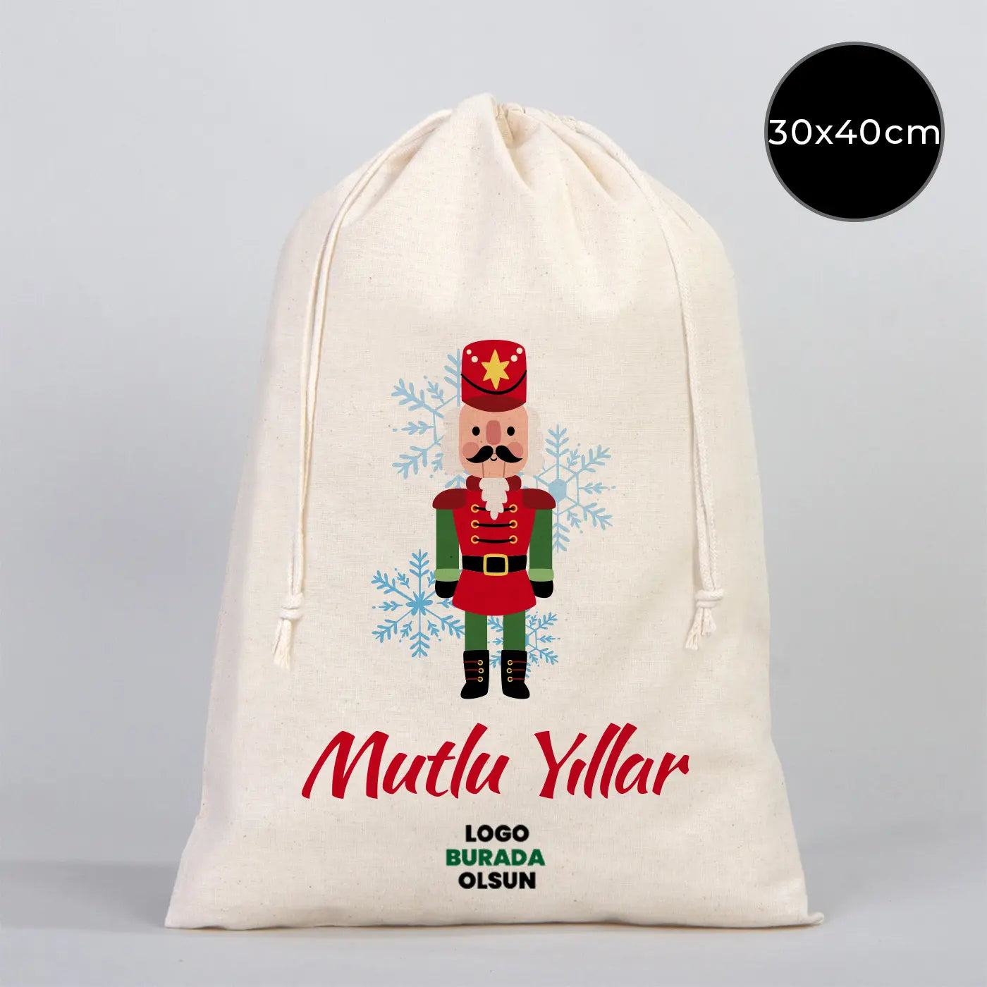 Yılbaşı Özel Desenli Bez Kese 30 x 40 cm (Özelleştirebilir)