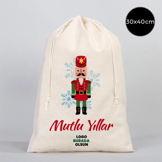 Yılbaşı Özel Desenli Bez Kese 30 x 40 cm (Özelleştirebilir)