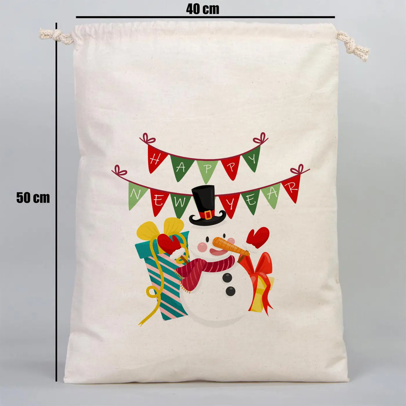 Yılbaşı Özel Bez Kese 40 x 50 cm (Özelleştirebilir)