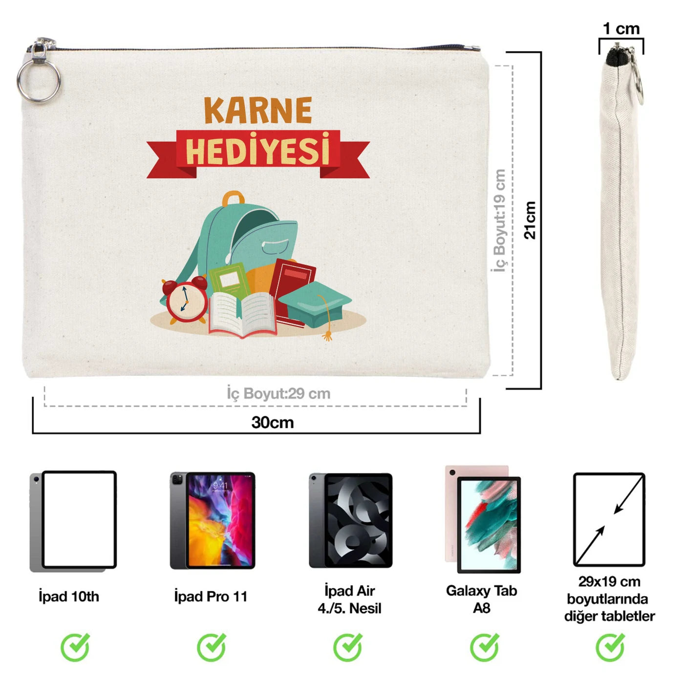 30×21 cm karne günü temalı portföy çanta, okul figürlü ve özelleştirilebilir karne hediyesi tasarımı