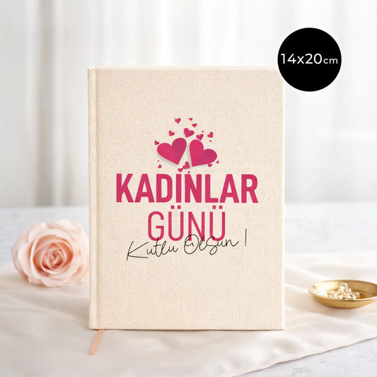 Kanvas Defter 14x20 cm - Kadınlar Günü Temalı