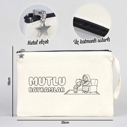 Boyanabilir 25x18 cm Astarlı Kanvas Kalemlik - Harçlık & Şeker Kesesi - detay görünüm