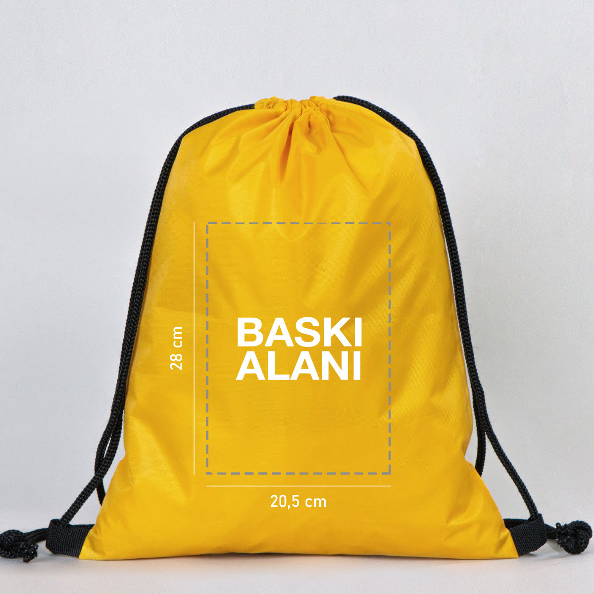 Sarı İmperteks Büzgülü Sırt Çantası - 32x45 cm (Özelleştirilebilir)