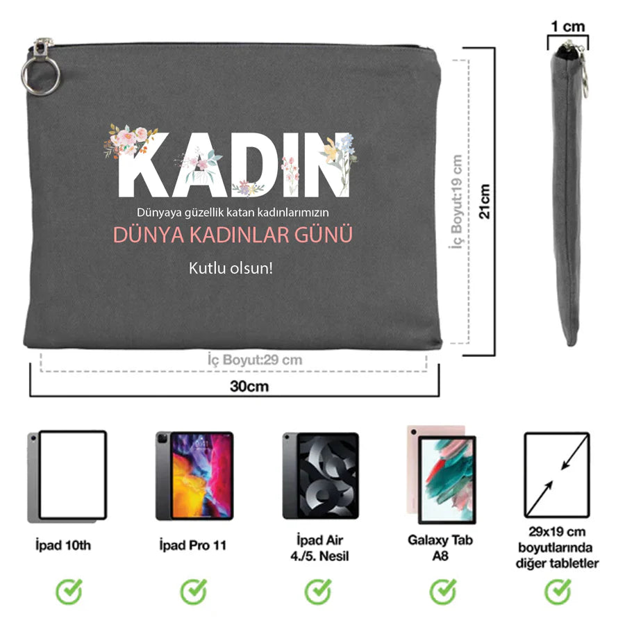30×21 cm Antrasit Portföy Çanta Astarlı - Kadınlar Günü Hediyesi - kullanım örneği