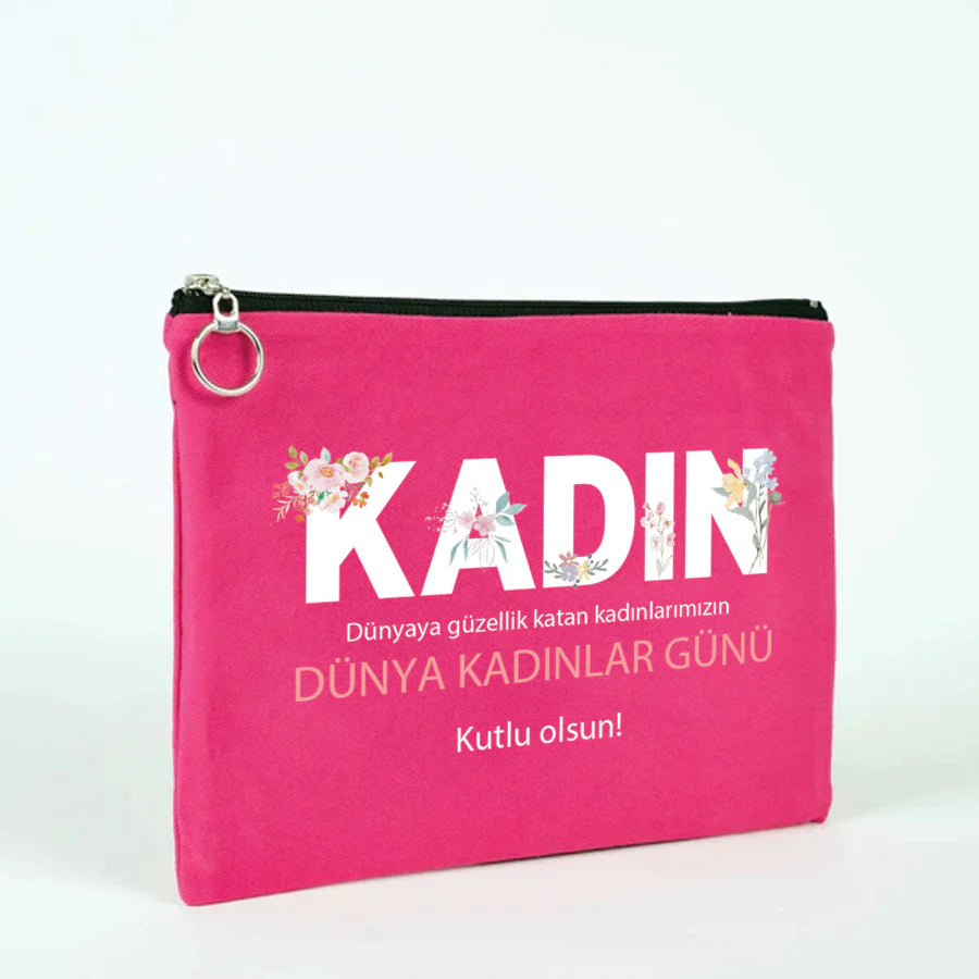 30×21 cm Fuşya Astarlı Portföy Çanta – Kadınlar Günü Hediyesi - yakın çekim
