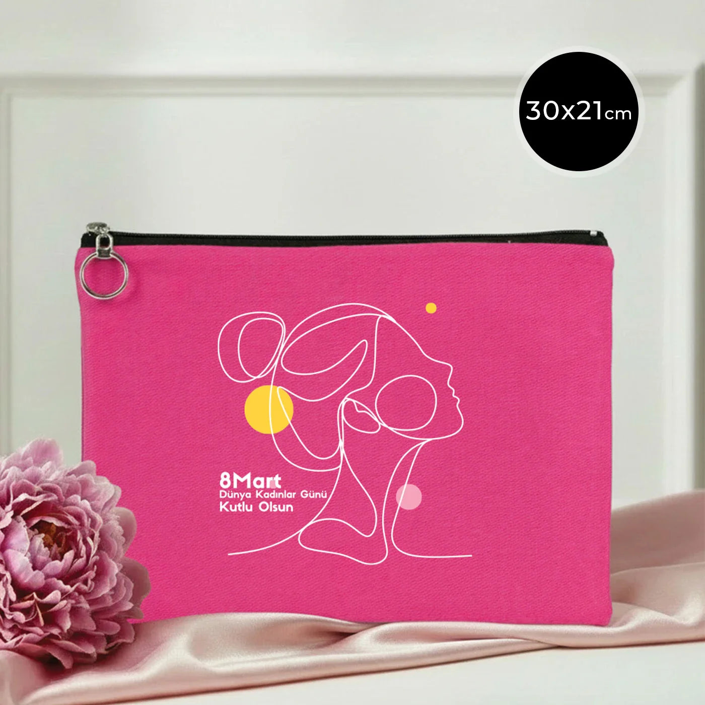 30×21 cm Fuşya Astarlı Portföy Çanta – Kadınlar Günü Hediyesi