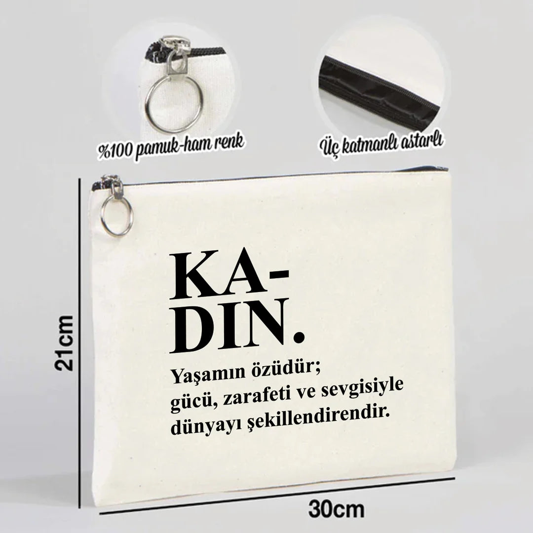 30×21 cm Portföy Çanta Astarlı, Özelleştirilebilir – Kadınlar Günü Hediyesi - detay görünüm