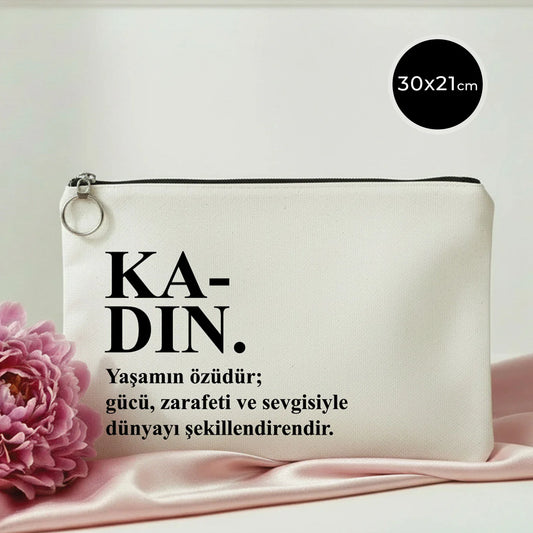 30×21 cm Portföy Çanta Astarlı, Özelleştirilebilir – Kadınlar Günü Hediyesi