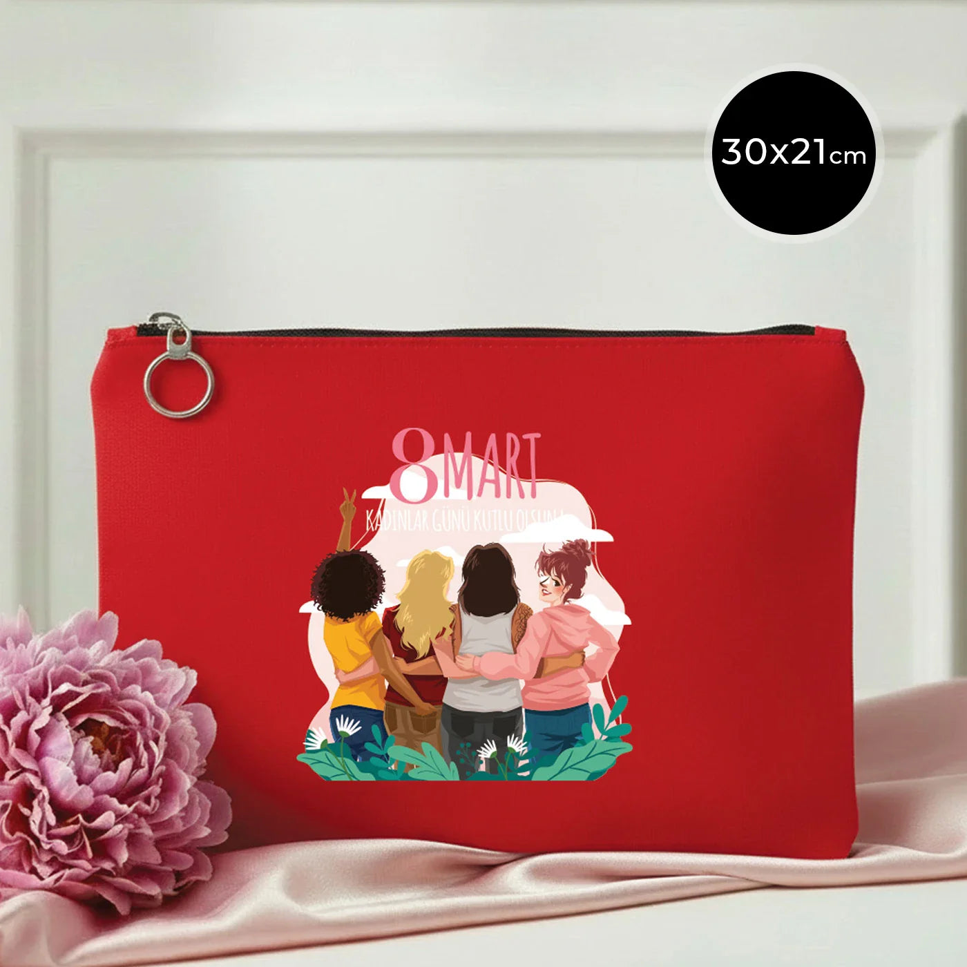30×21 cm Kırmızı Portföy Çanta Astarlı – Kadınlar Günü Hediyesi