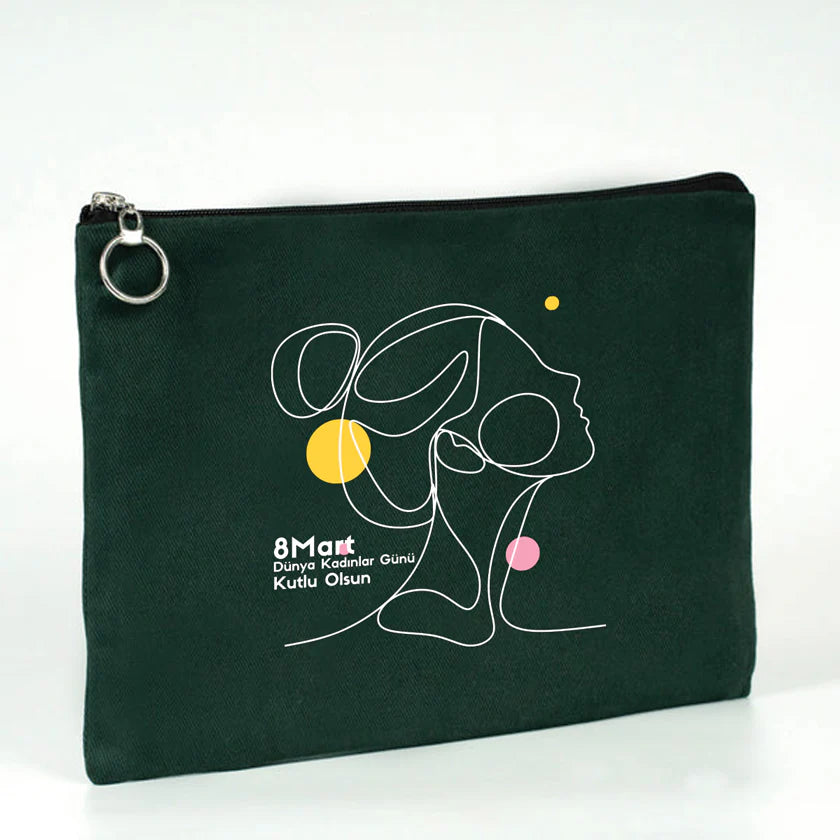 30×21 cm Çam Yeşili Astarlı Portföy Çanta – Kadınlar Günü Hediyesi - kullanım örneği