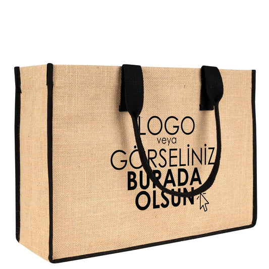 Promosyon ve firma etkinliği için logo baskılı jüt çanta