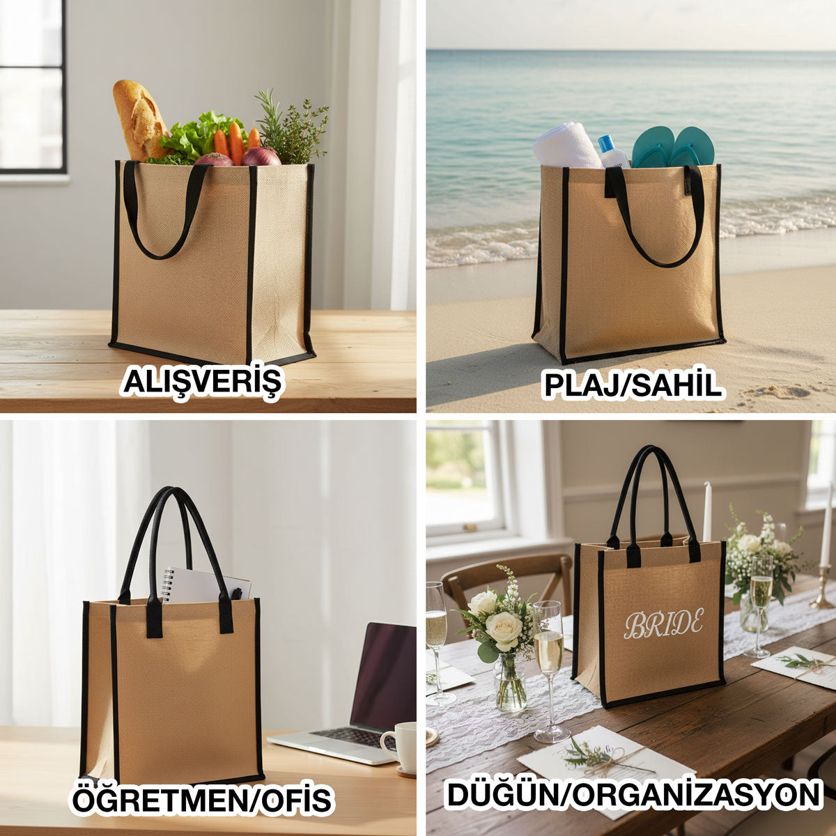Logo baskılı large jüt çanta, promosyon ve hediye amaçlı