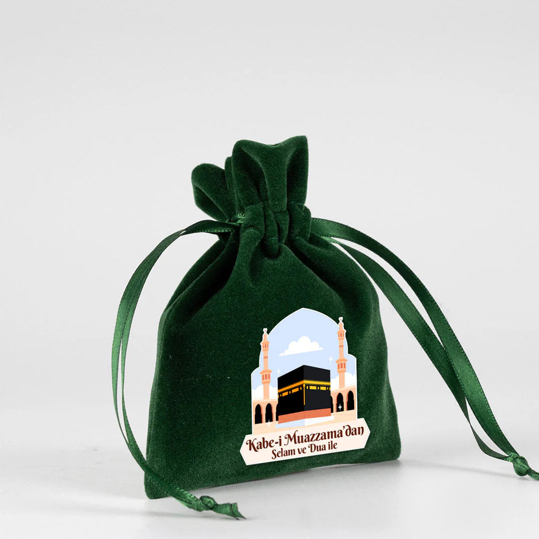 10x13 cm Kabe-i Muazzama’dan Selam ve Dua ile | Hac ve Umre Hediyelik Kadife ... - kullanım örneği