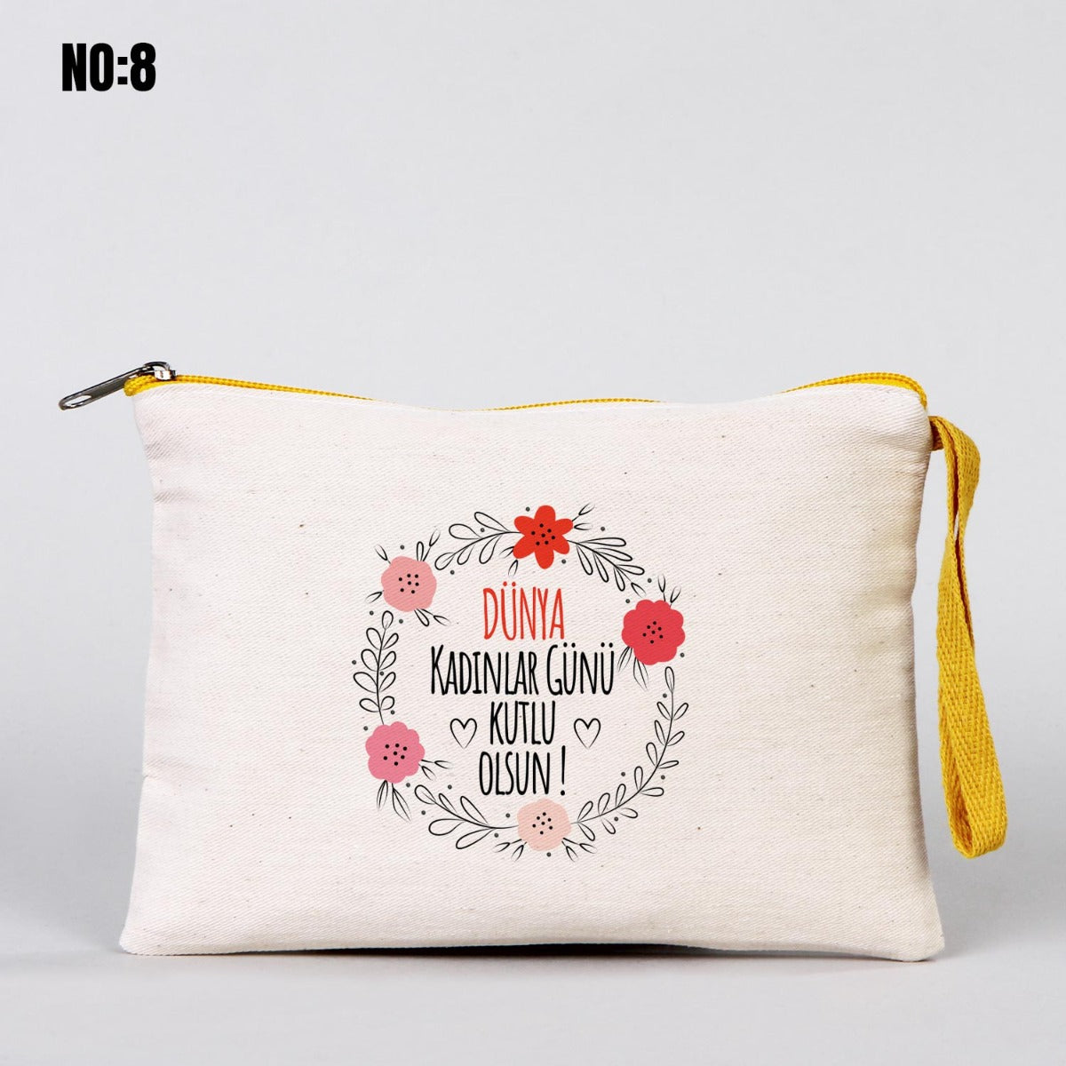 Kadınlar Günü Renkli Fermuarlı Clutch 21x15 cm - görsel 20
